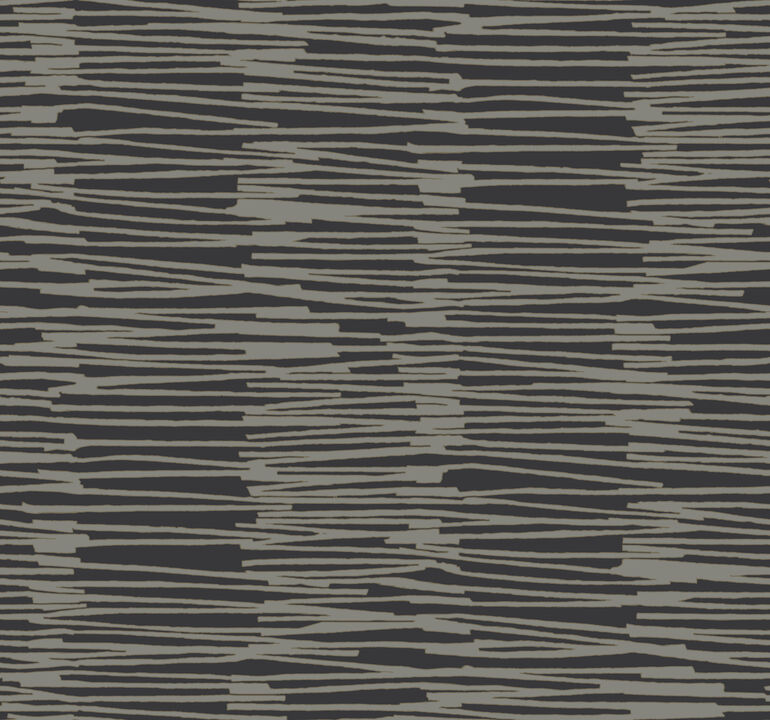 Water Reed Thatch Black & Gold Wallpaper