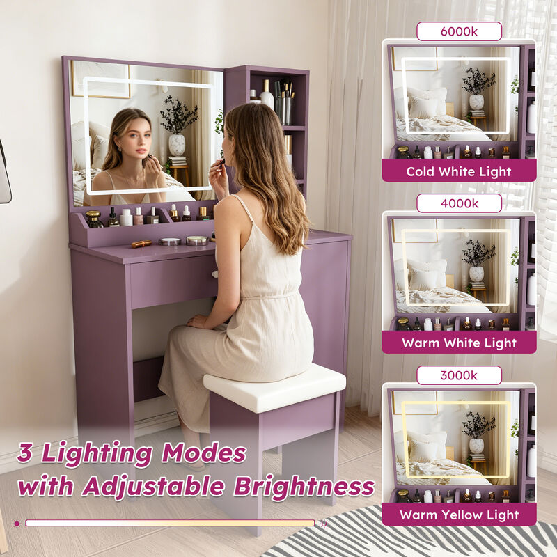 Frafup Padded Stool Stylish Vanity Desk image number 2
