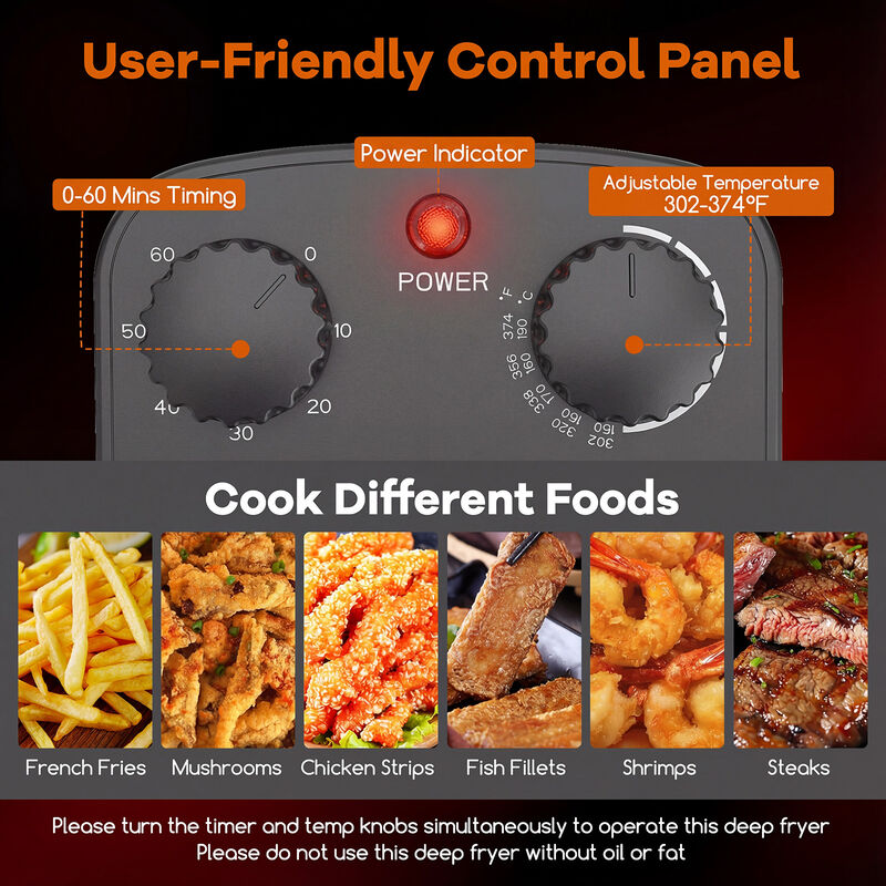 Electric Deep Fryer 21-Cup 1700W Stainless Steel with Triple Basket image number 6