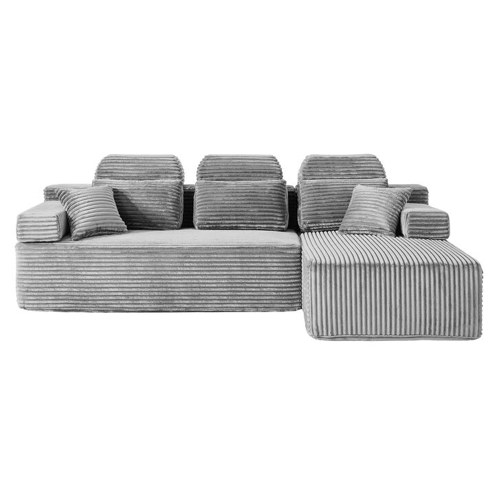 Schun L Shaped Corduroy Sectional Sleeper Sofa