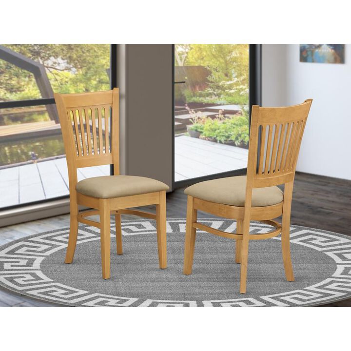 East West Furniture VAC-OAK-C Vancouver Linen Fabric Seat Dining Chairs - Oak Finish set of 2