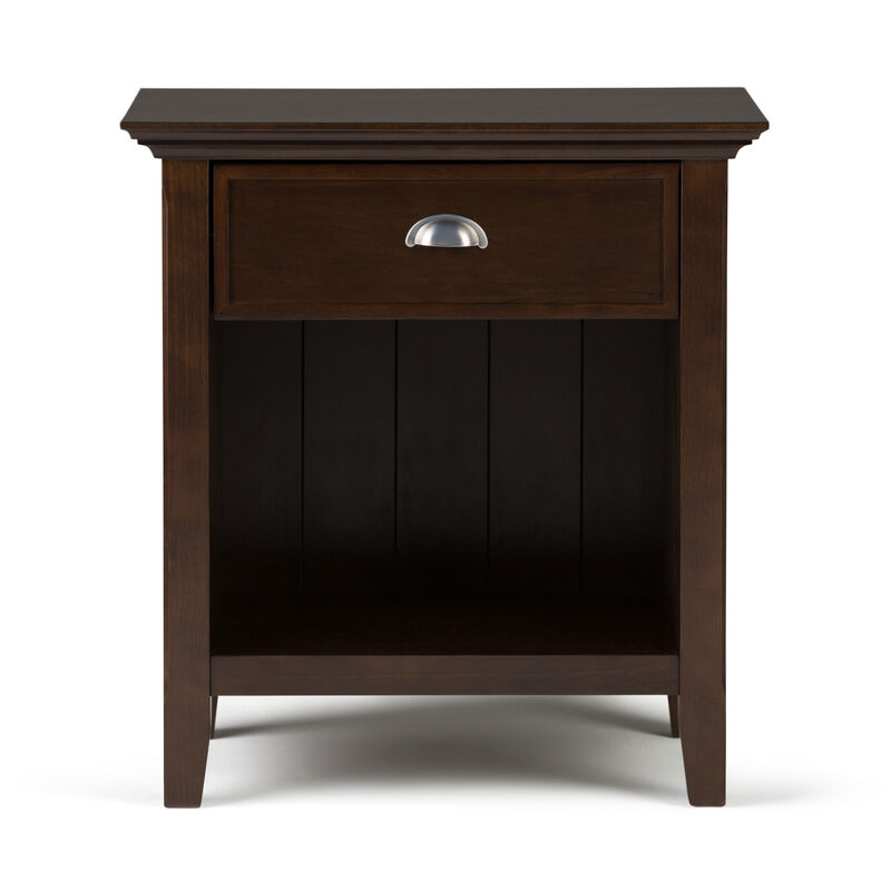Acadian SOLID WOOD 24 inch Wide Transitional Bedside Nightstand Table in Brunette Brown