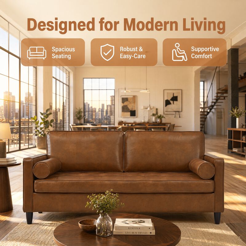 Galglo Breathable Faux Leather Couch image number 4