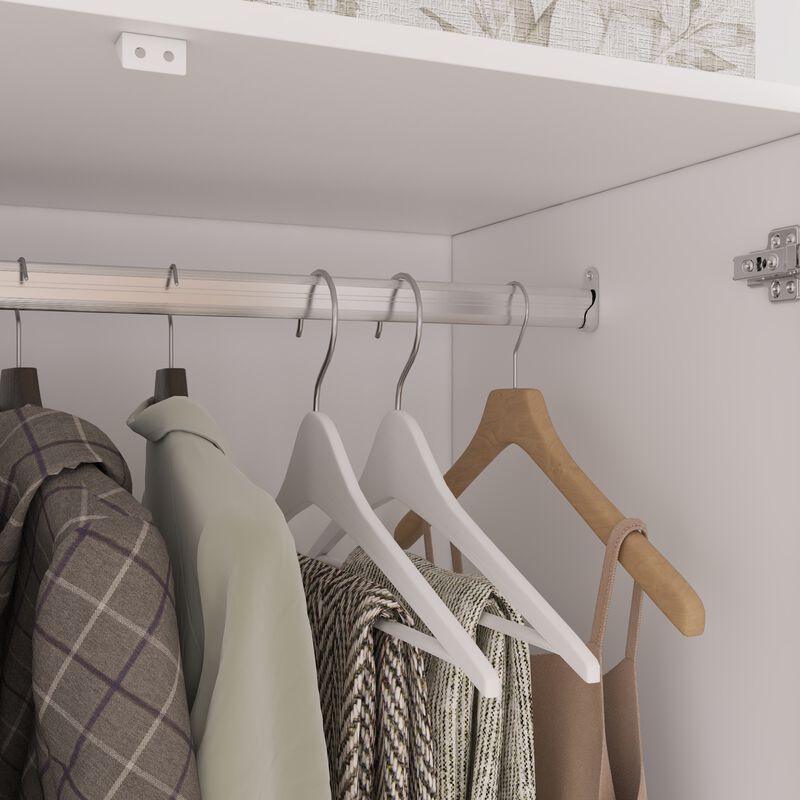 FUFU&GAGA Modern White Armoire with Full-Length Glass Mirrors &ndash; Elegant Wardrobe with Ample Storage and Robust Construction, (63" L x 19.7" W x 70.9" H),Silver