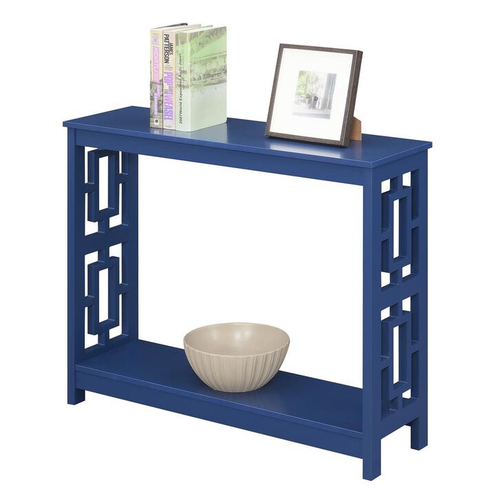 Convenience Concepts Town Square Console Table with Shelf, Cobalt Blue