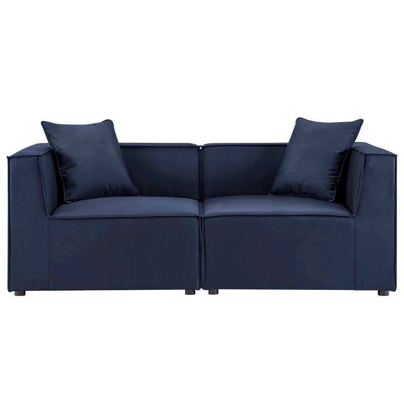 Saybrook Outdoor Patio Upholstered 2-Piece Sectional Sofa Loveseat-Benzara