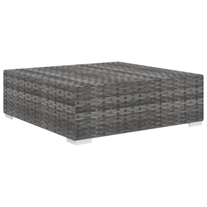 vidaXL Sectional Footrest with Cushion Poly Rattan Gray