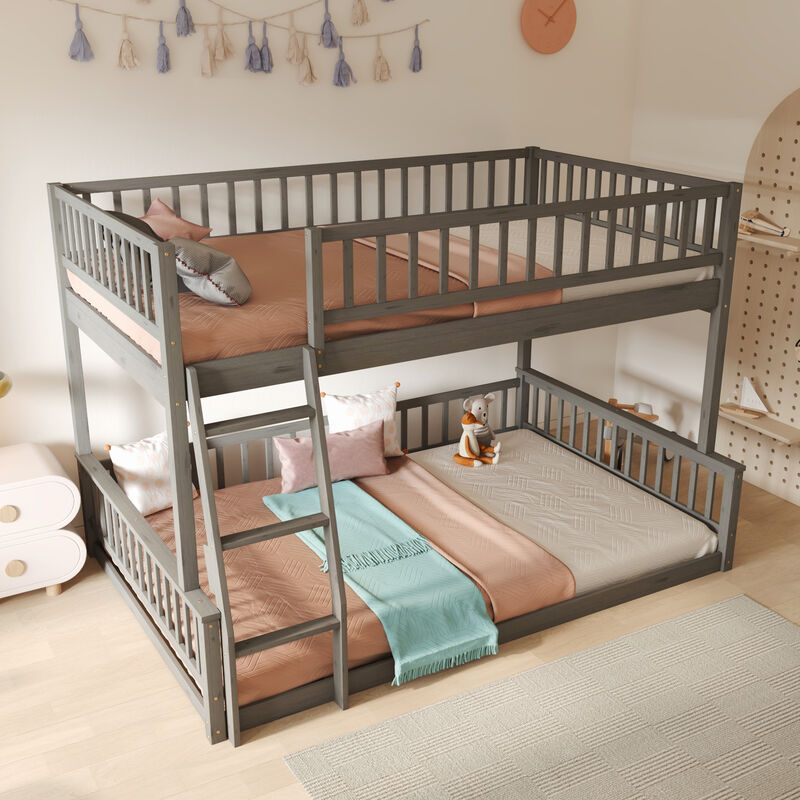 Merax Full XL over Queen Bunk Bed with Ladder and Guardrails