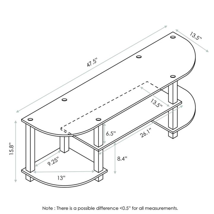 Furinno Furinno 11058DWN Turn-S-Tube Wide TV Entertainment Center, Dark Walnut