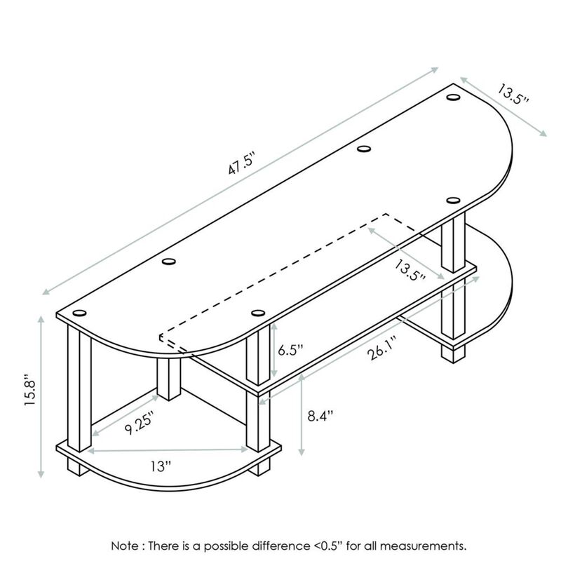 Furinno Furinno 11058DWN Turn-S-Tube Wide TV Entertainment Center, Dark Walnut