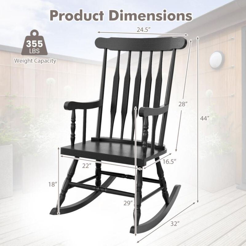Hivvago Rocking Chair with Solid Wooden Frame for Garden and Patio