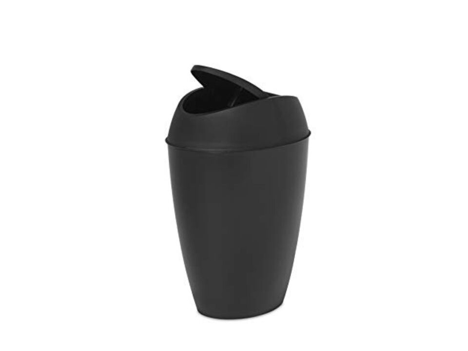 Umbra Twirla Trash Can with Swing-Top Lid, 2.4 Gallon, Black
