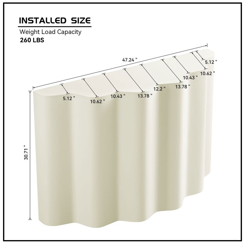 47.24 Inch Fiberglass Entryway Table for Living Room,Narrow Console Table, Modern Wavy Design Sofa Table Entrance Table image number 3