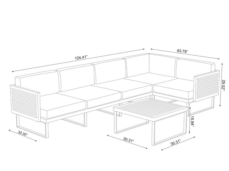 Monterey 5 Seater Outdoor Sectional with Coffee Table