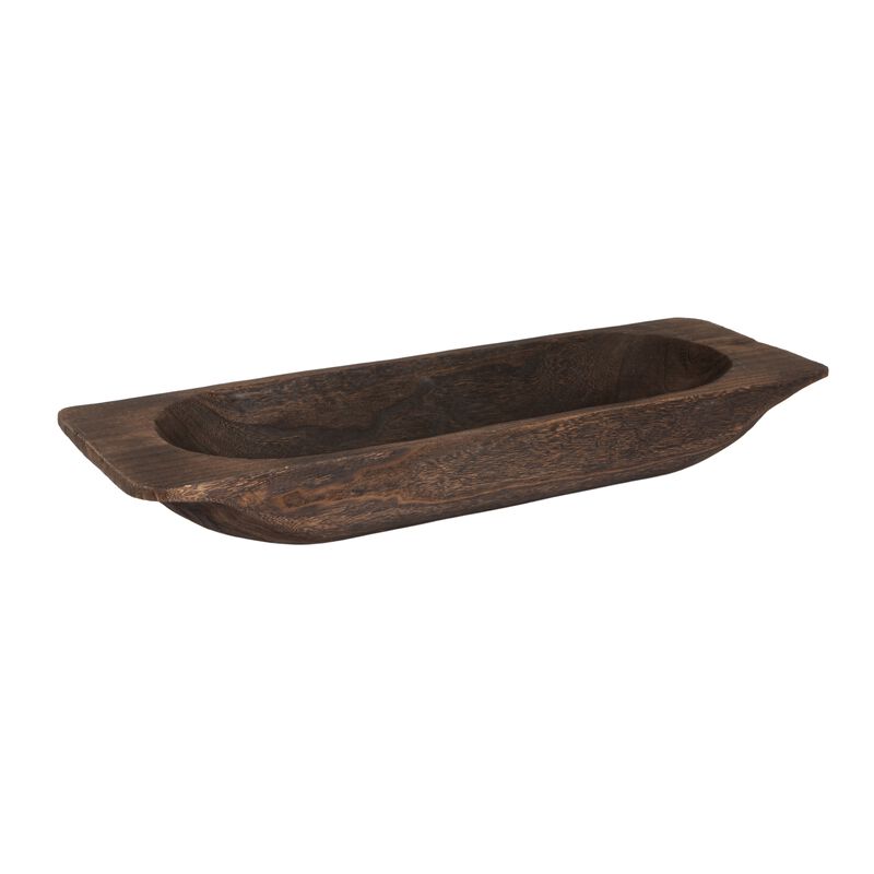Decorative Paulownia Wood Tray Bowl, Brown image number 0
