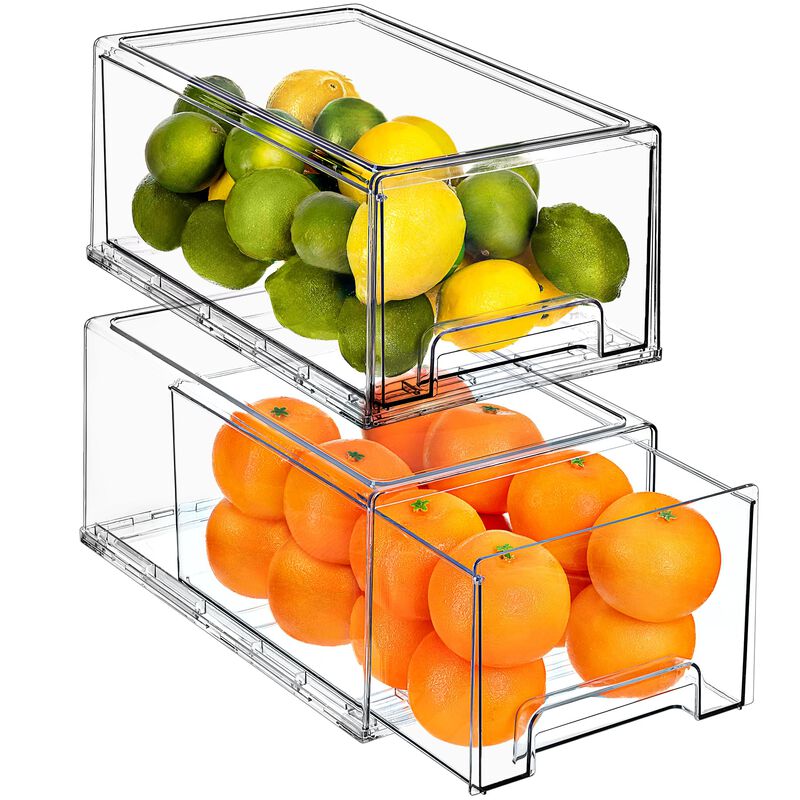 Sorbus Fridge Drawers - Clear Stackable Pull Out Organizer Bins - Food Storage Containers for Kitchen, Refrigerator, Freezer, Va