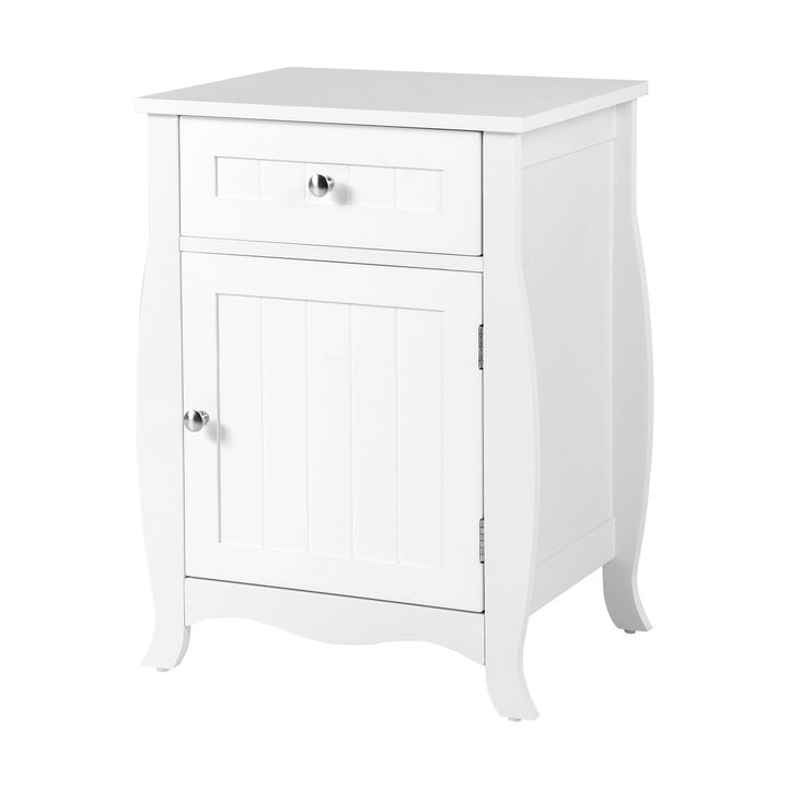Nightstand with Drawer Cabinet and Curved Legs for Bedroom