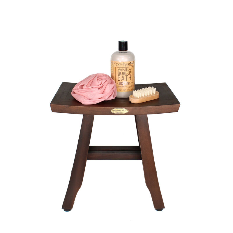 DecoTeak Satori 14" Teak Wood Shower Bench in Woodland Brown Finish