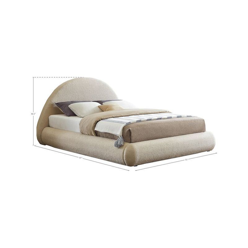 Meridian Furniture Rudy Beige Teddy Fabric Queen Bed