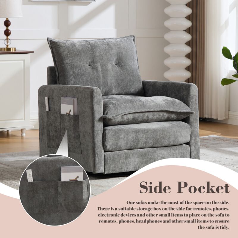 Secra Modern Chenille Swivel Accent Chair image number 2