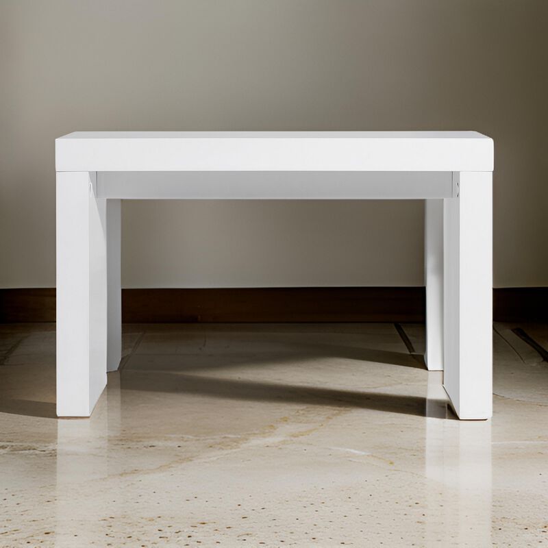 Libi 47 Inch Console Table, Minimalist Rectangular Top, Lacquered White image number 5
