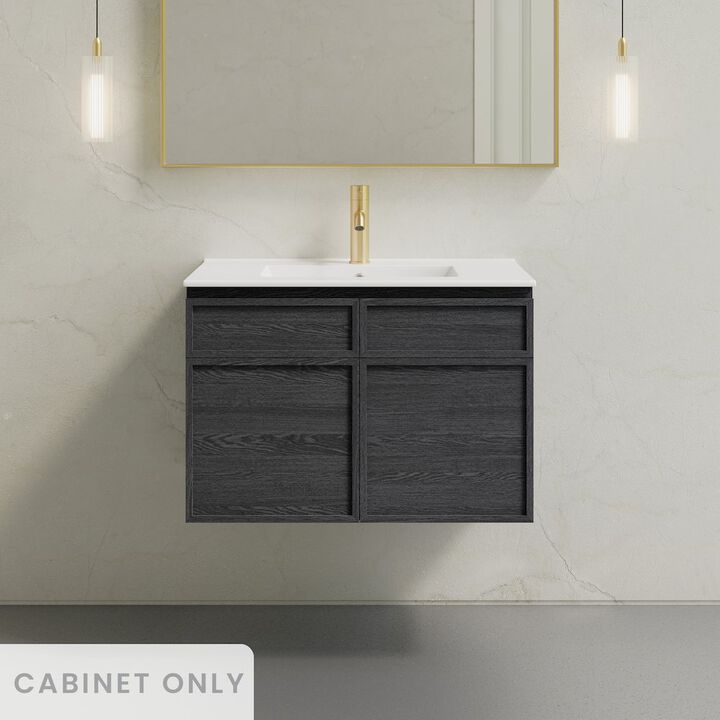 St. Tropez 30" Wall-Mounted Bathroom Vanity Cabinet without Top in Black Oak
