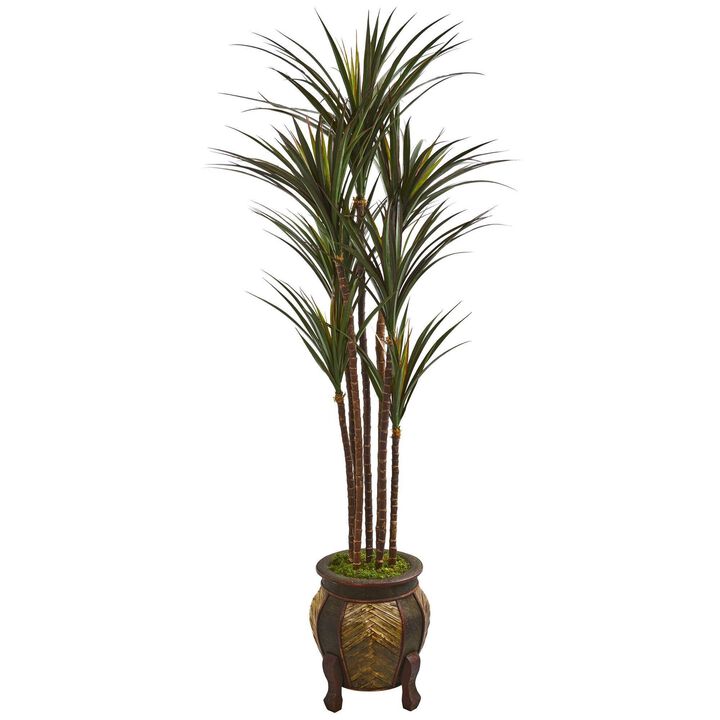 Nearly Natural 62-in Giant Yucca Tree in Decorative Planter