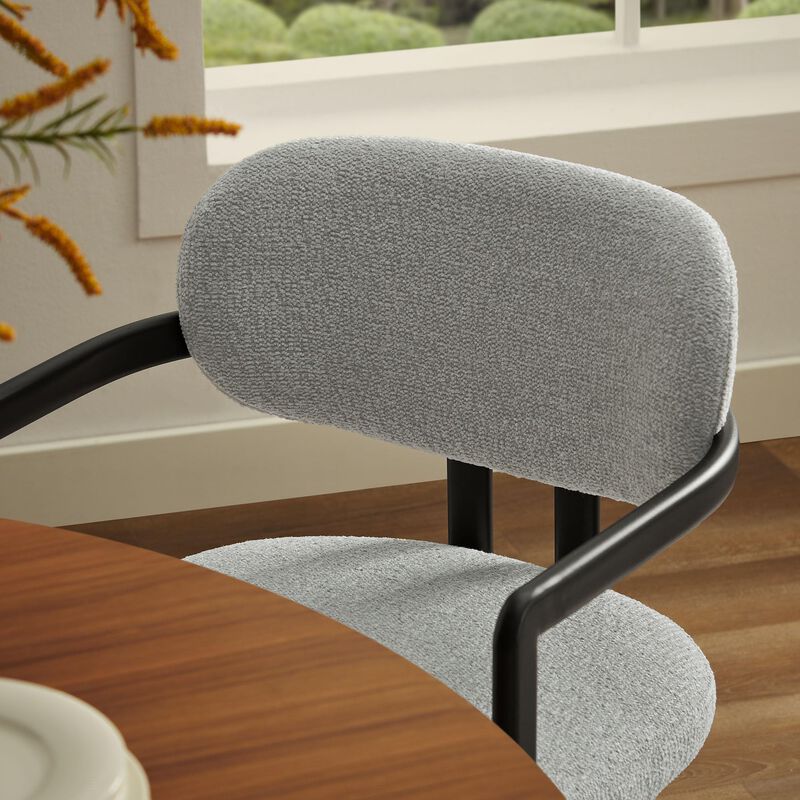 Modway Elio Modern Barrel Dining Chair with Open Back in Black Dove Gray &ndash; Upholstered Fabric Armchair with Metal Frame image number 5