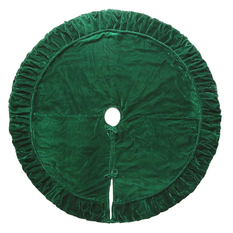 Vickerman 72" Plush Emerald Green Velvet Christmas Tree Skirt image number 0