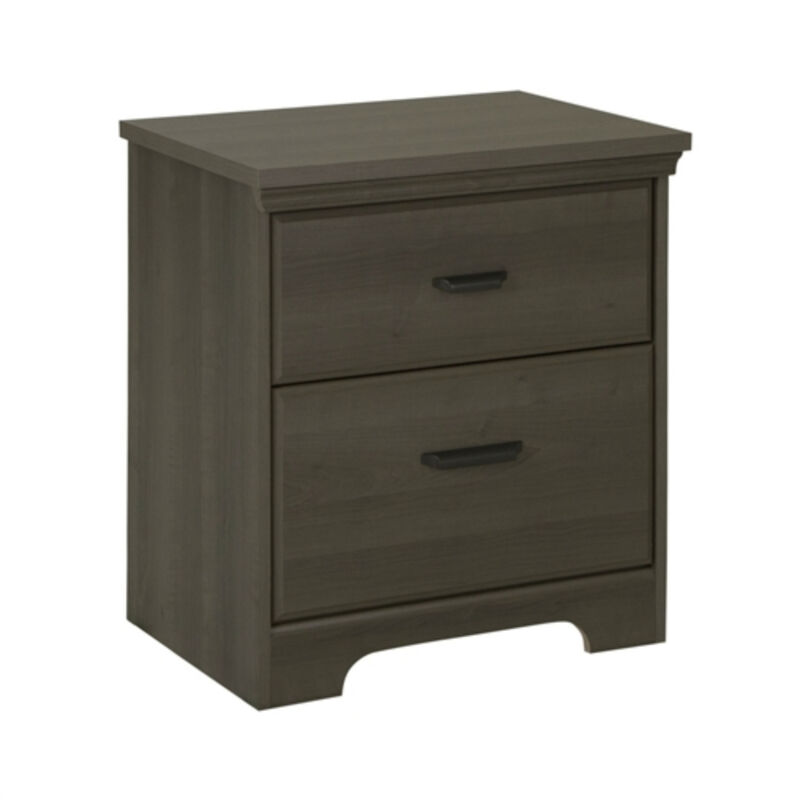 2-Drawer Bedroom Nightstand with Maple Wood Finish for Storage