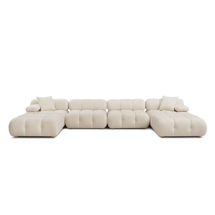 Calliope Cream Performance Velvet 6-piece Modular U-Sectional