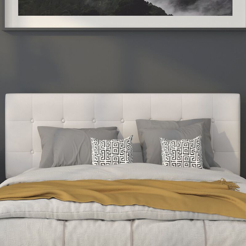 Flash Furniture Tufted Upholstered Queen Size Headboard in White Vinyl image number 7