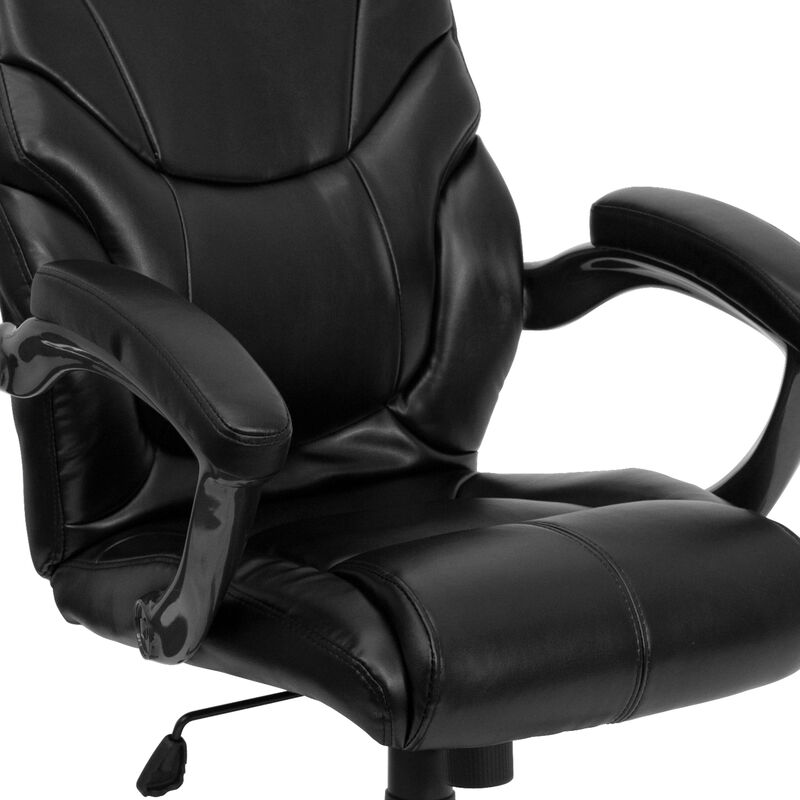 Greer High Back Black LeatherSoft Executive Swivel Ergonomic Office Chair with Arms image number 5