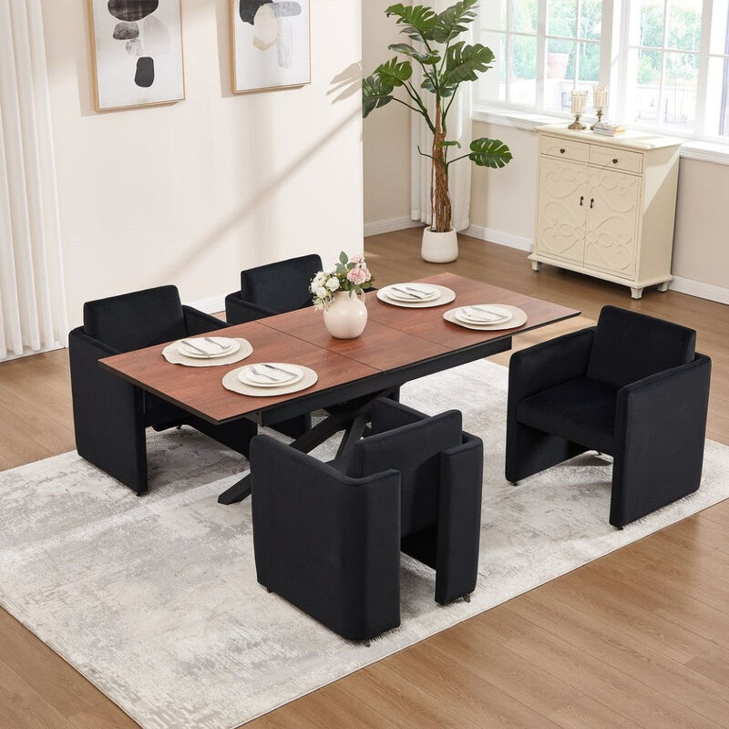 Envelor Modern Velvet Upholstered Barrel Accent Chair with Solid Wood Legs image number 6
