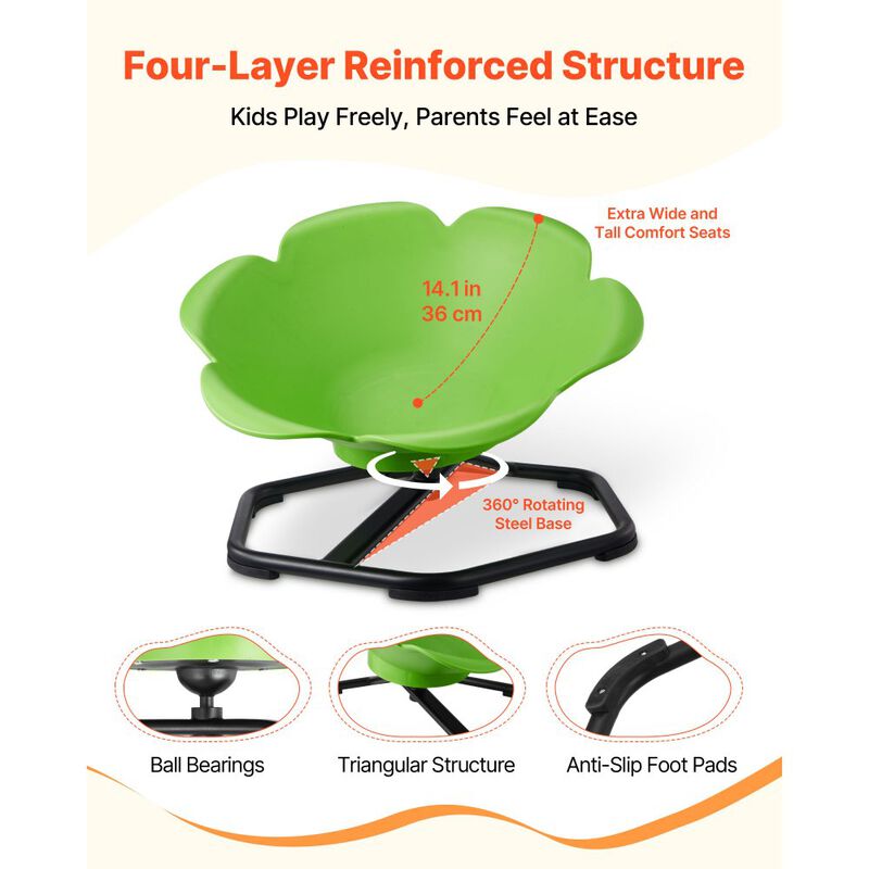 Toddler Sensory Swivel Chair Cylinder Shape Spin Seat with Metal Base image number 3