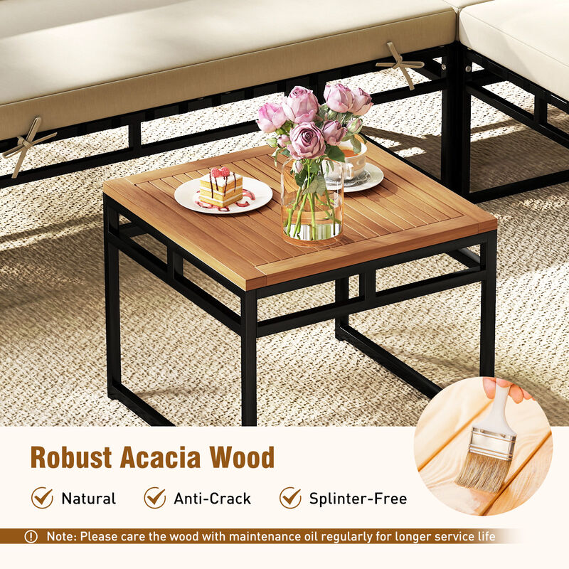 Beige Outdoor Sectional Sofa Set, 6-Piece Conversation Set with Cushions image number 5