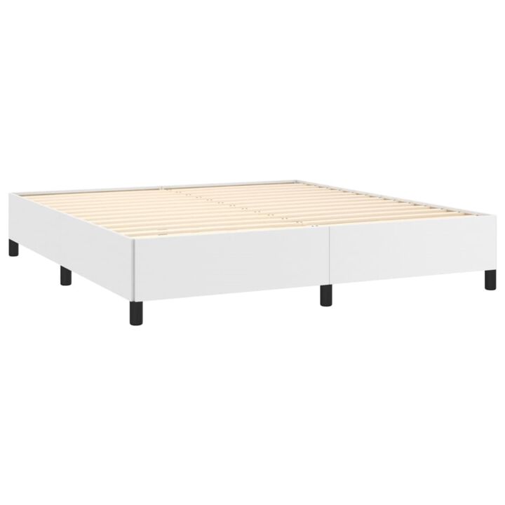 vidaXL Bed Frame White 72"x83.9" California King Faux Leather