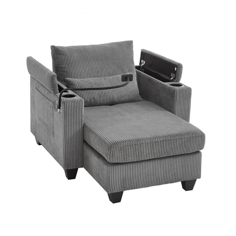 Merax Sofa Bed Corduroy Sleeper Sofa with USB Ports