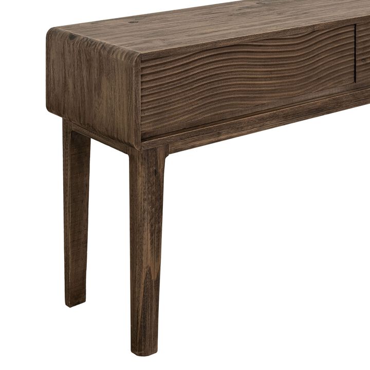 Oly Sofa Console Table, 2 Drawer, Natural Brown Melina Wood, 55 Inch