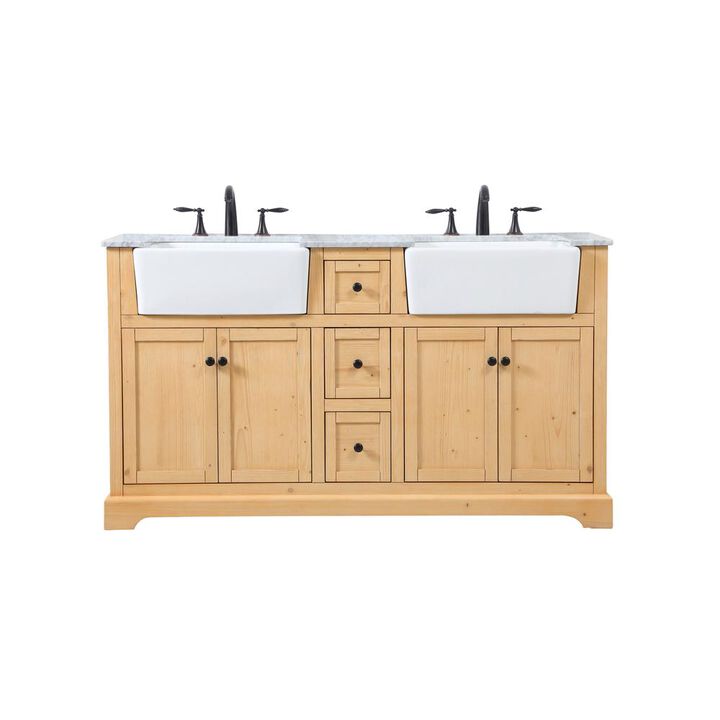 Elegant Kitchen and Bath 60 inch double bathroom vanity in natural wood