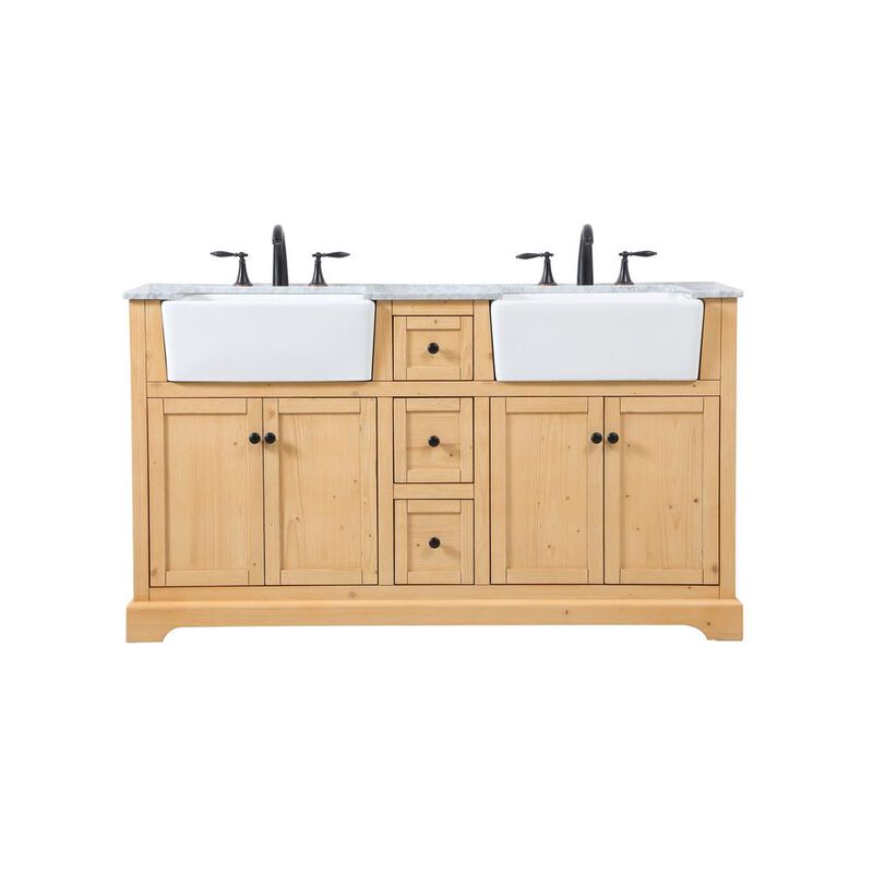 Elegant Kitchen and Bath 60 inch double bathroom vanity in natural wood