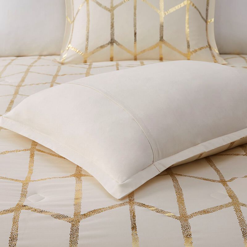 Gracie Mills Isabelle Metallic Geometric Duvet Cover Set
