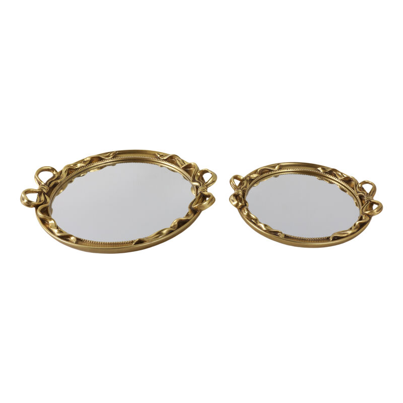 S/2 12/16" Coquette Bow Trays, Gold image number 3