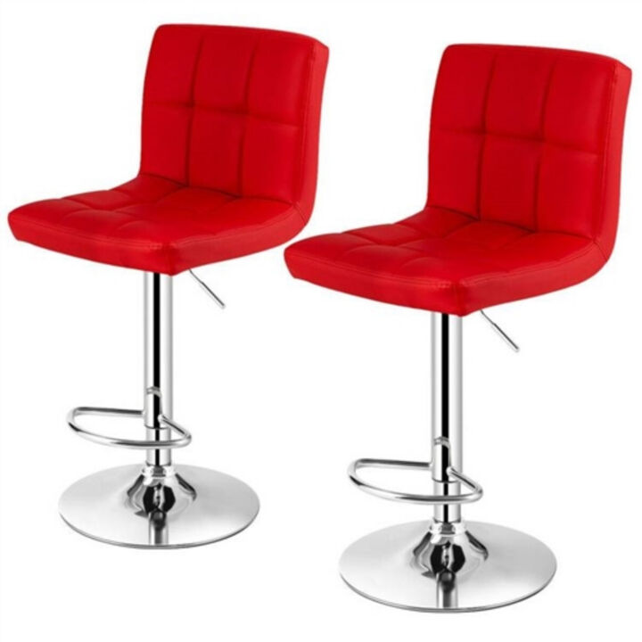 Set of 2 Modern Adjustable Barstools – PU Leather Swivel Seat with Base for Kitchen or Bar
