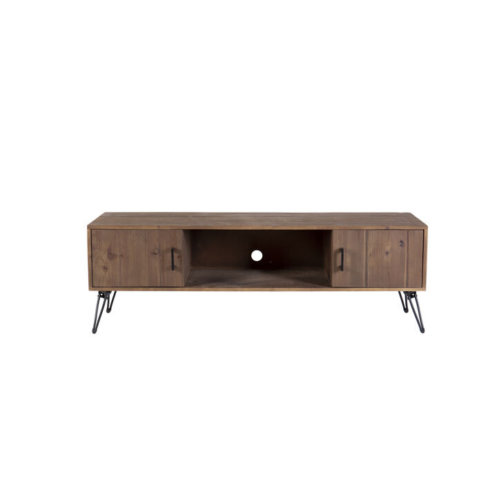 Industrial style Reclaimed wood Media TV Stand with Storage Cabinet for Living Media Room