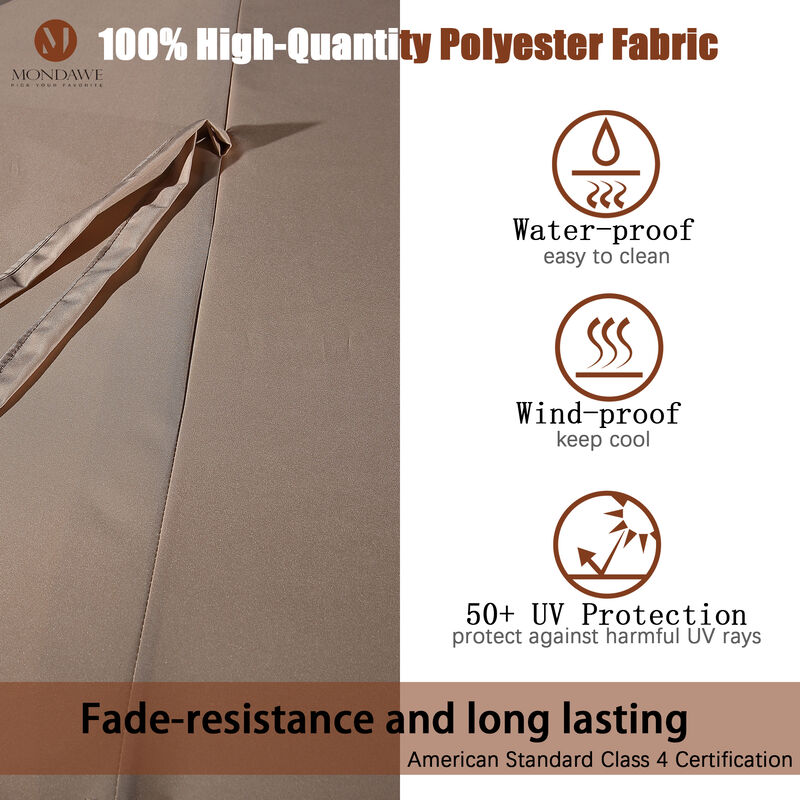 MONDAWE 15ft Rectangular Double-Sided Outdoor Patio Market Umbrella Coffee