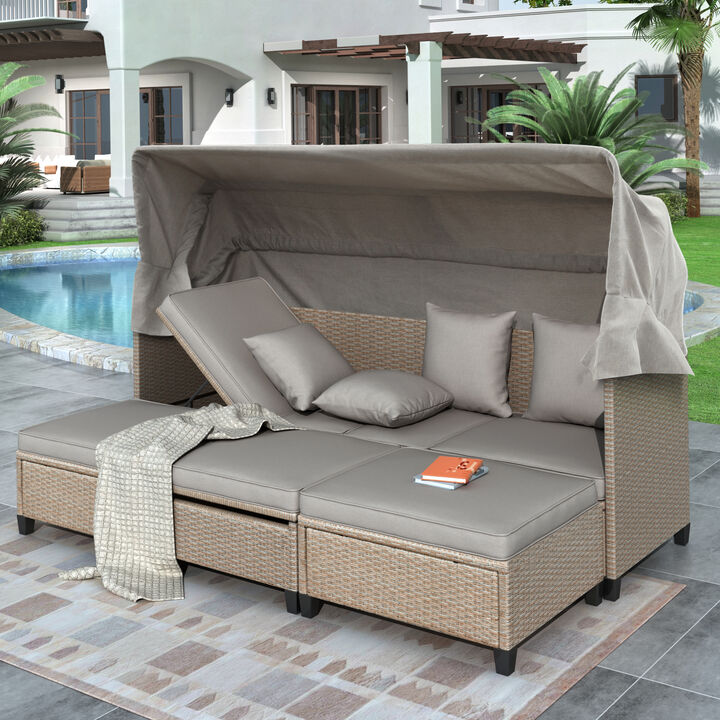 Merax 4 Piece UV-Proof Resin Wicker Patio Sofa Set