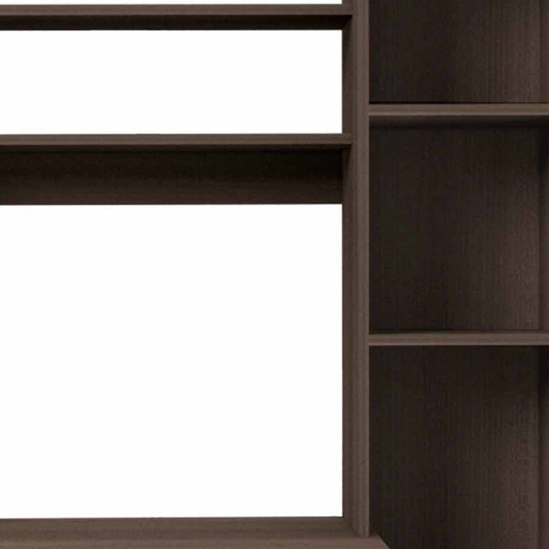 HomeRoots 39" Charcoal Wood Pedestal Computer Desk With Hutch image number 2