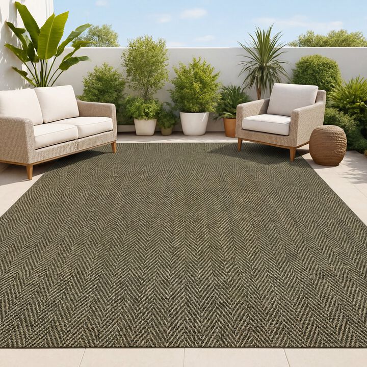 Rowena Smart Jute Scandinavian Boho Herringbone Weave Indoor/Outdoor Area Rug