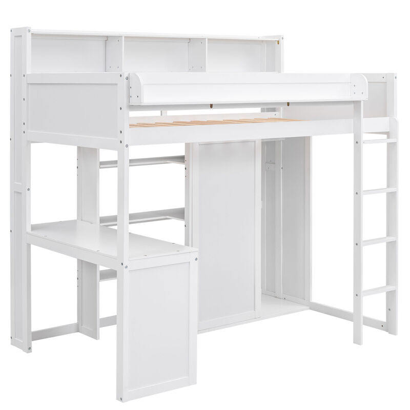 Merax Loft Bed with Wardrobe